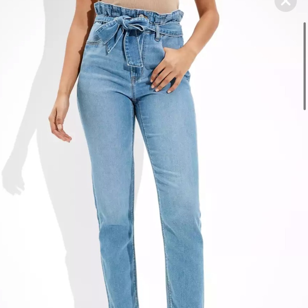 AE High Waisted Paperbag Mom Jeans